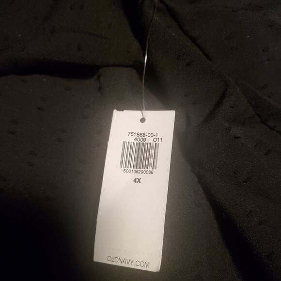 OLD NAVY ~ New! Plus 4X ~ Black Clip-Dot Ruffle Trim Blouse Black - Picture 6 of 10